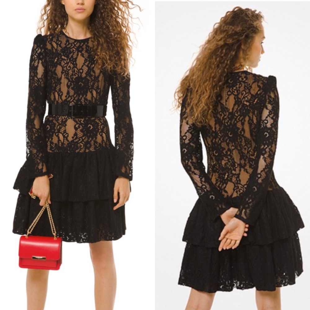 MICHAEL Michael Kors Floral Lace Ruffle Dress